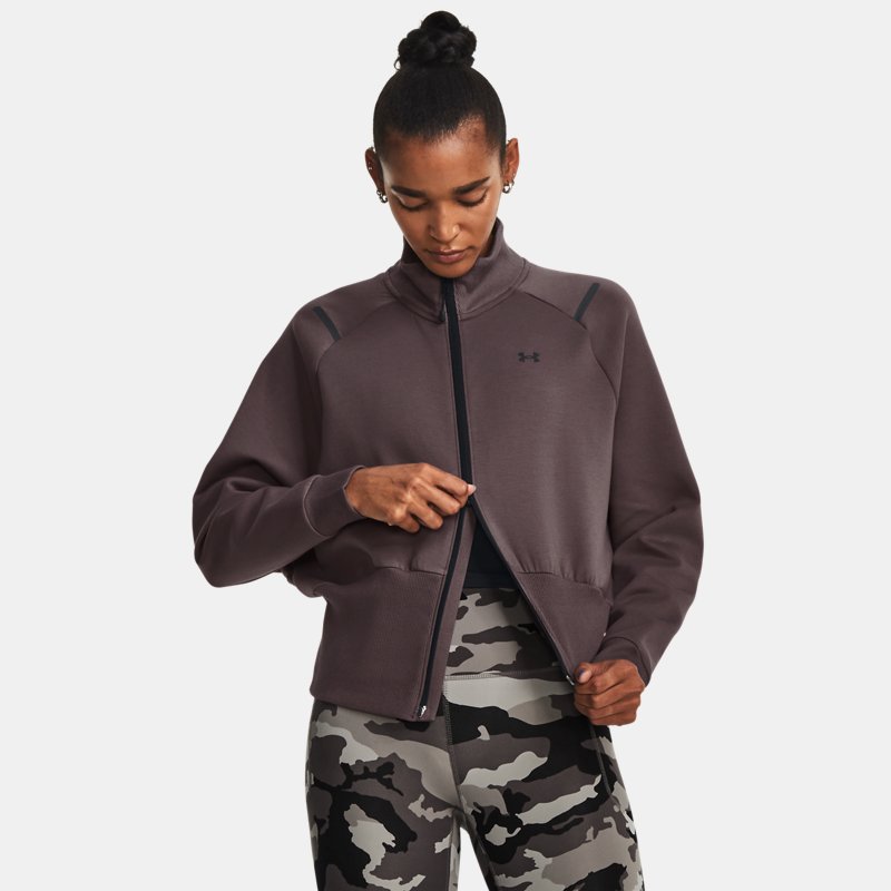 Women's  Under Armour  Unstoppable Fleece Full-Zip Ash Taupe / Black XS